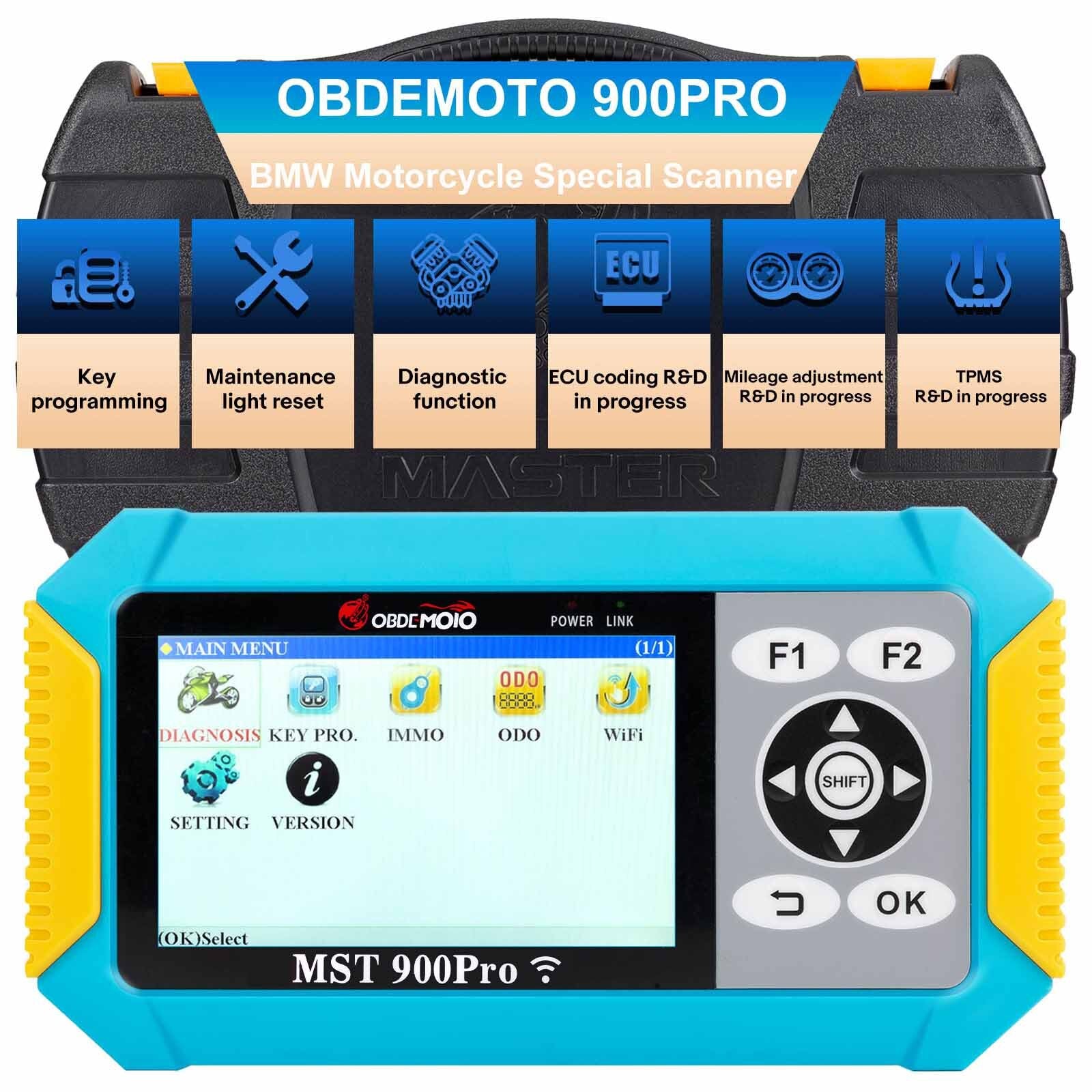 OBDEMOTO 900PRO K¨¦Y Programmer Motorcycle Diagnosis Matching M-ileage Adjustment