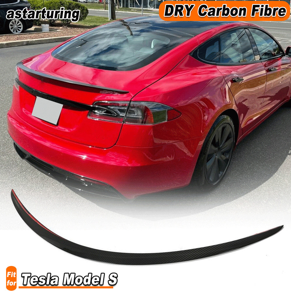 Fit for TESLA for MODEL S 2020-2023 DRY CARBON Rear Trunk Spoiler High Kick Wing Lip