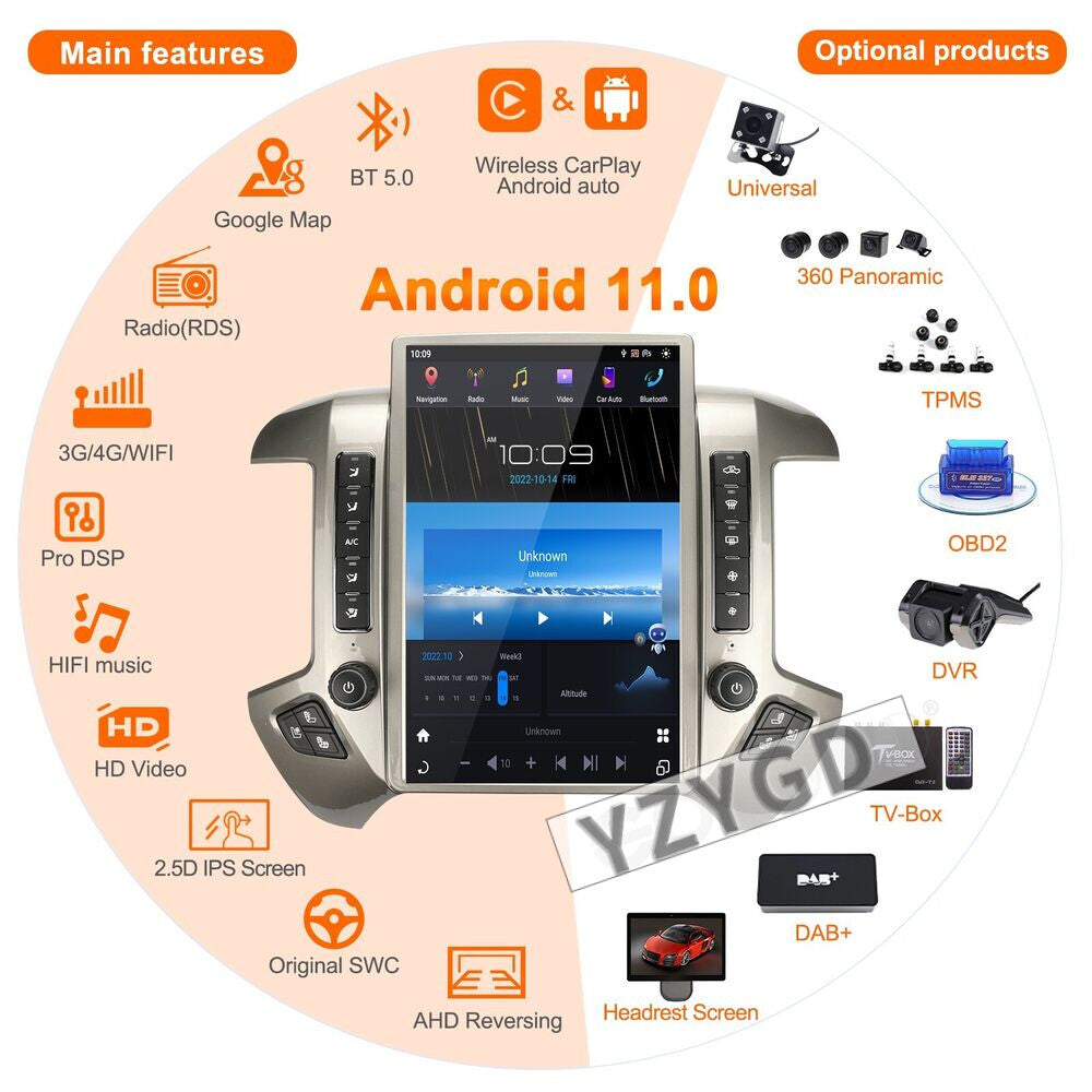 for Chevrolet Silverado for GMC for Sierra 14.4 Android Car Radio 2Din Screen 2013-2020