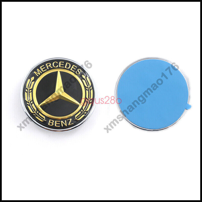 Front hood sticker badge AMG Gold Black flat Laurel wreath badge for Mercedes-Benz