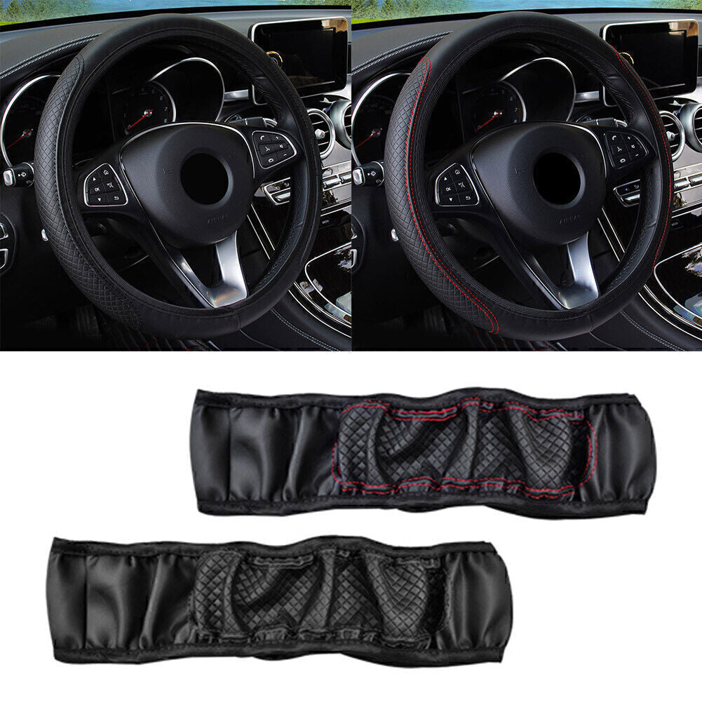 Black PU leather Car Steering Wheel Cover Universal for 37-38cm 15