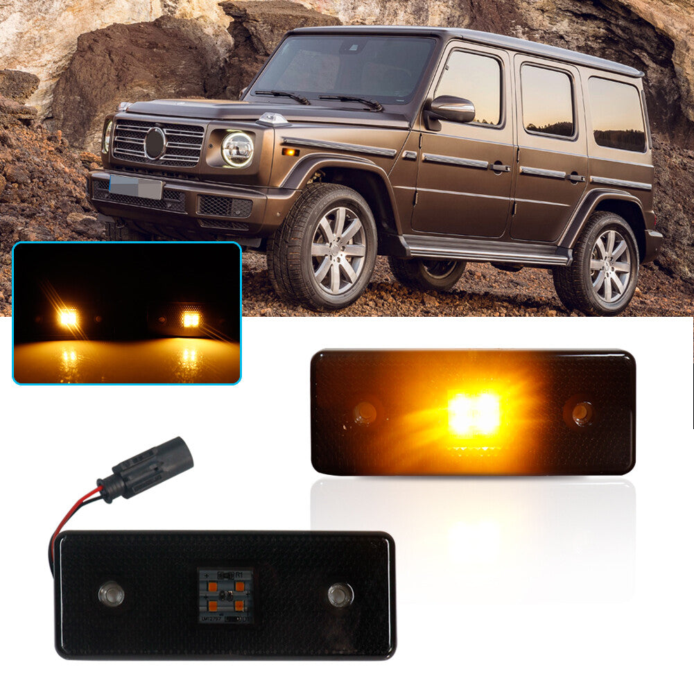 Suitable for 15-18 for Benz W463 G-grade smoked front amber LED side marker indicator light- v
