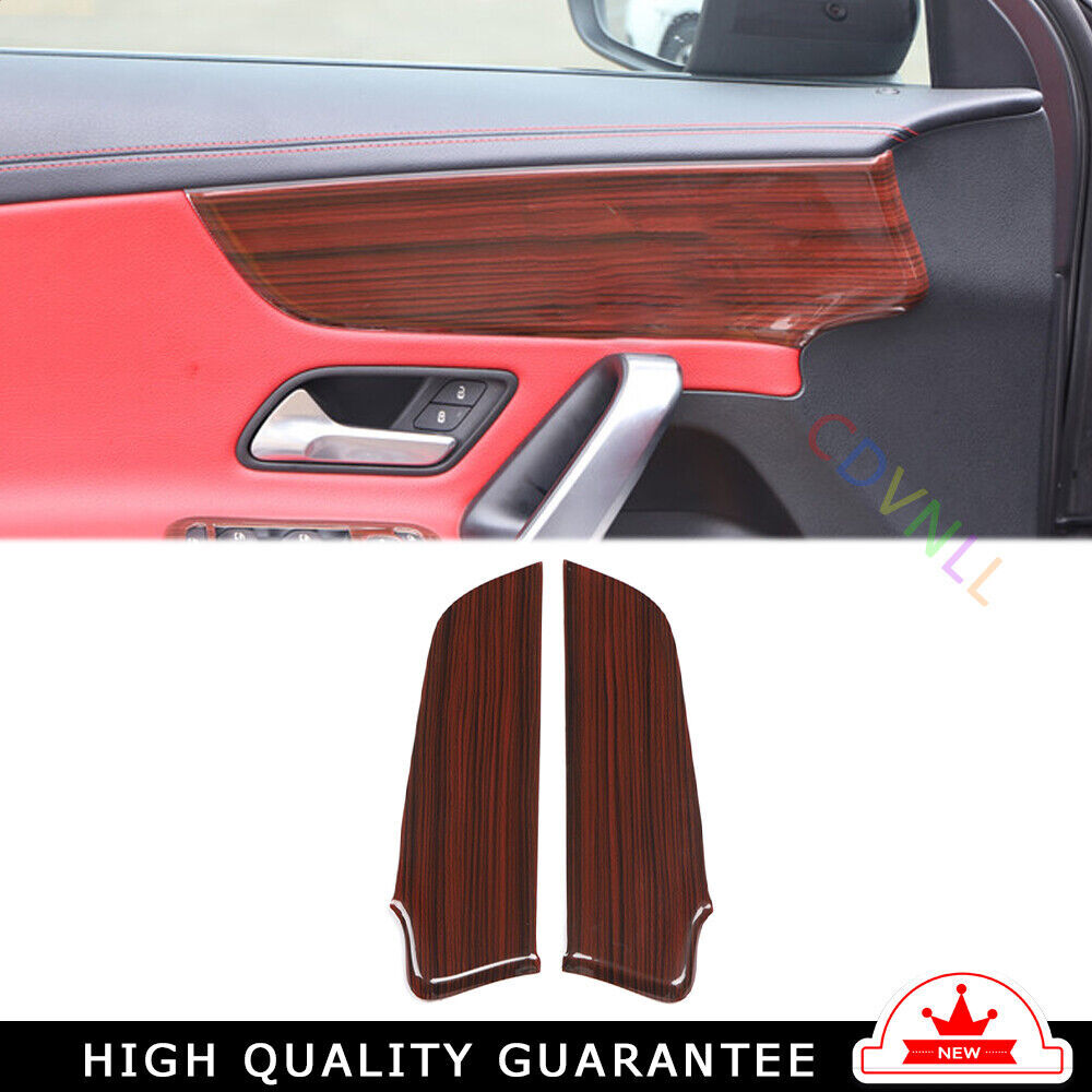 Inner Door Panel Cover Trim 2PCS Fit for Mercedes-Benz AMG35 2019-2021 Red Wood