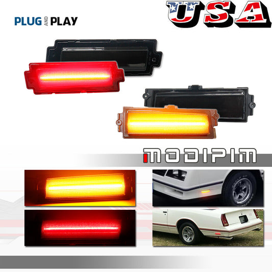 Suitable for 81-88 Monte Carlo SS smoked front and rear amber red LED side marker lights- v