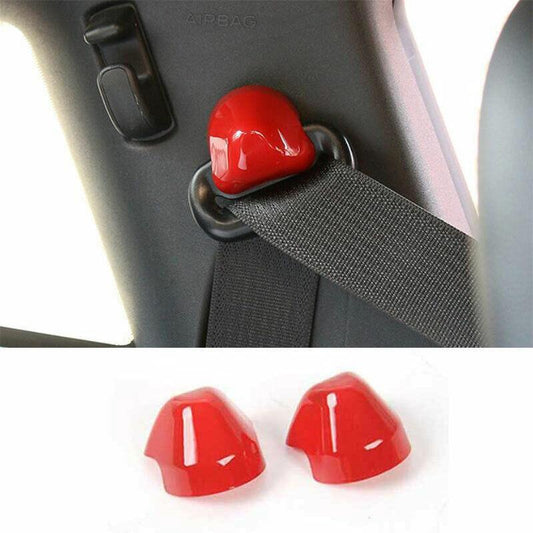 Fit for Ford for Mustang 2015-2022 Paint Red for Seat Belt Adjustment Cover Trim 2PCS
