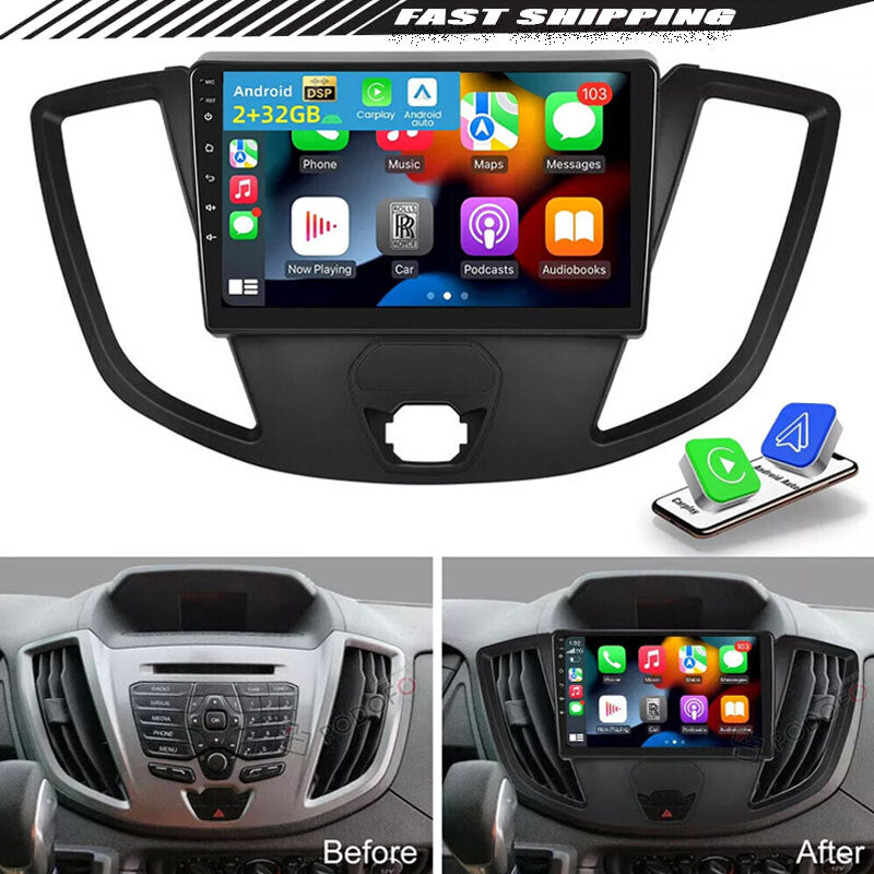 Compatible with 2015-2019 for Ford Transit 150 250 350, Android 13, CarPlay, Car Stereo Radio, GPS