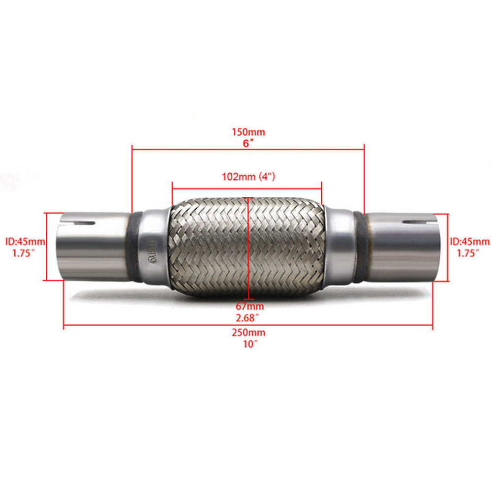 1.845mm Stainless Steel Auto Exhaust Flex Pipe Double Braided Part Kit Q