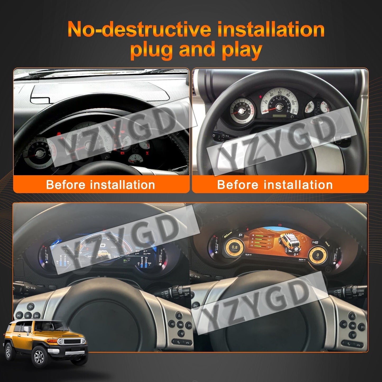 for Toyota FJ Cruiser 07-21 Digital LCD Instrument Cluster Speedometer Dashboard Q