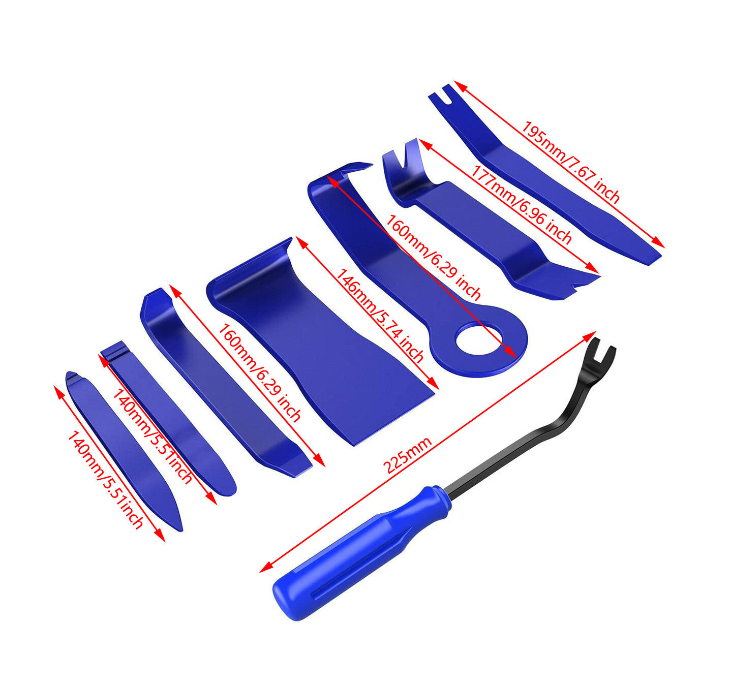 8Pcs Car Trim Removal Tool Kit Set Door Panel Fastener Auto Dashboard Tools Blue Q