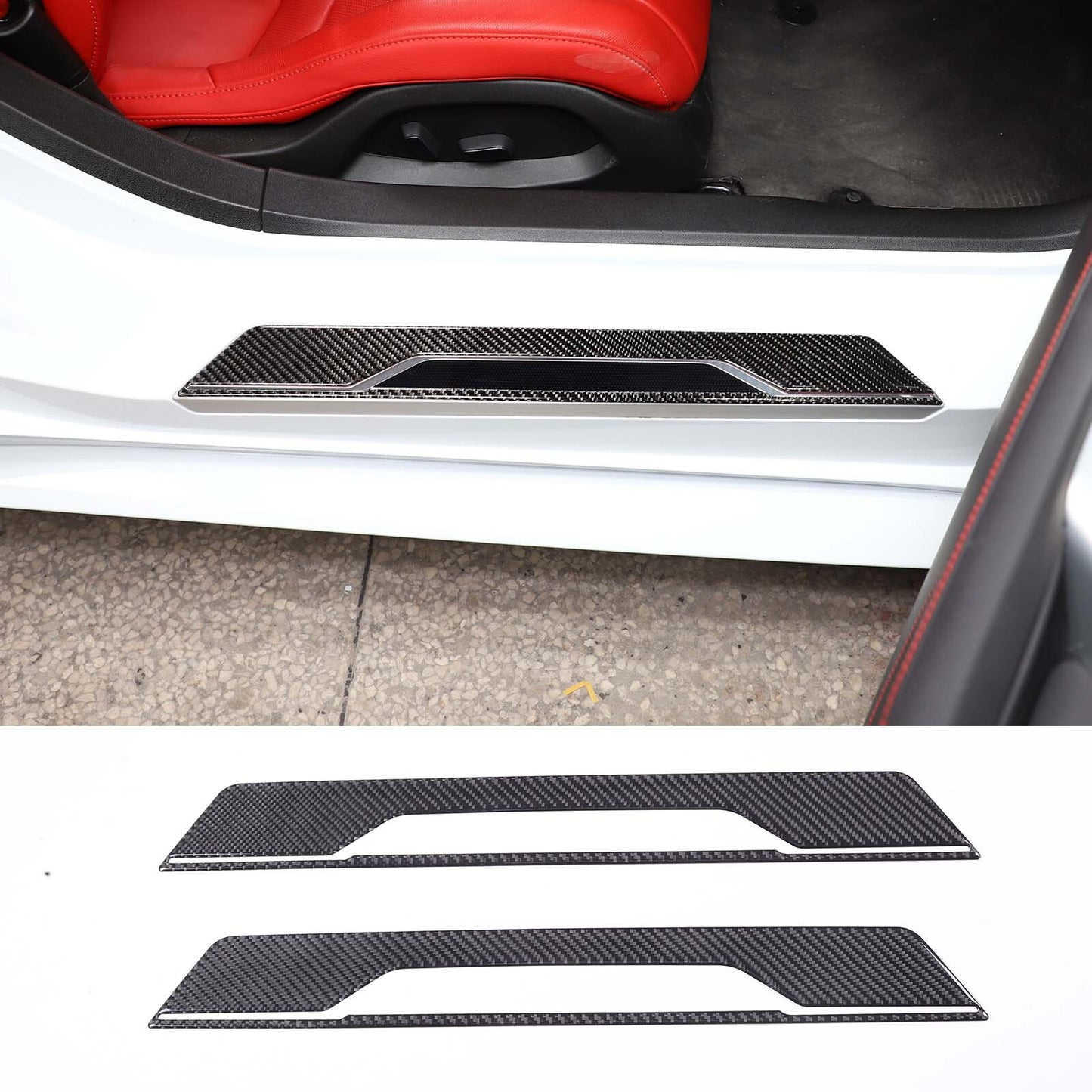 Carbon ABS Interior Door Armrest Panel Trim Cover for Corvette C8 Coupe 2020 - 23- v