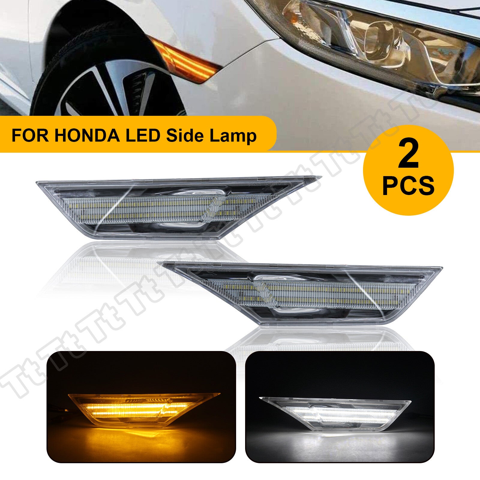 For 2016 - 21 for Honda for Civic Switch LED Fender Side Marker Light Turn Signal Light - v
