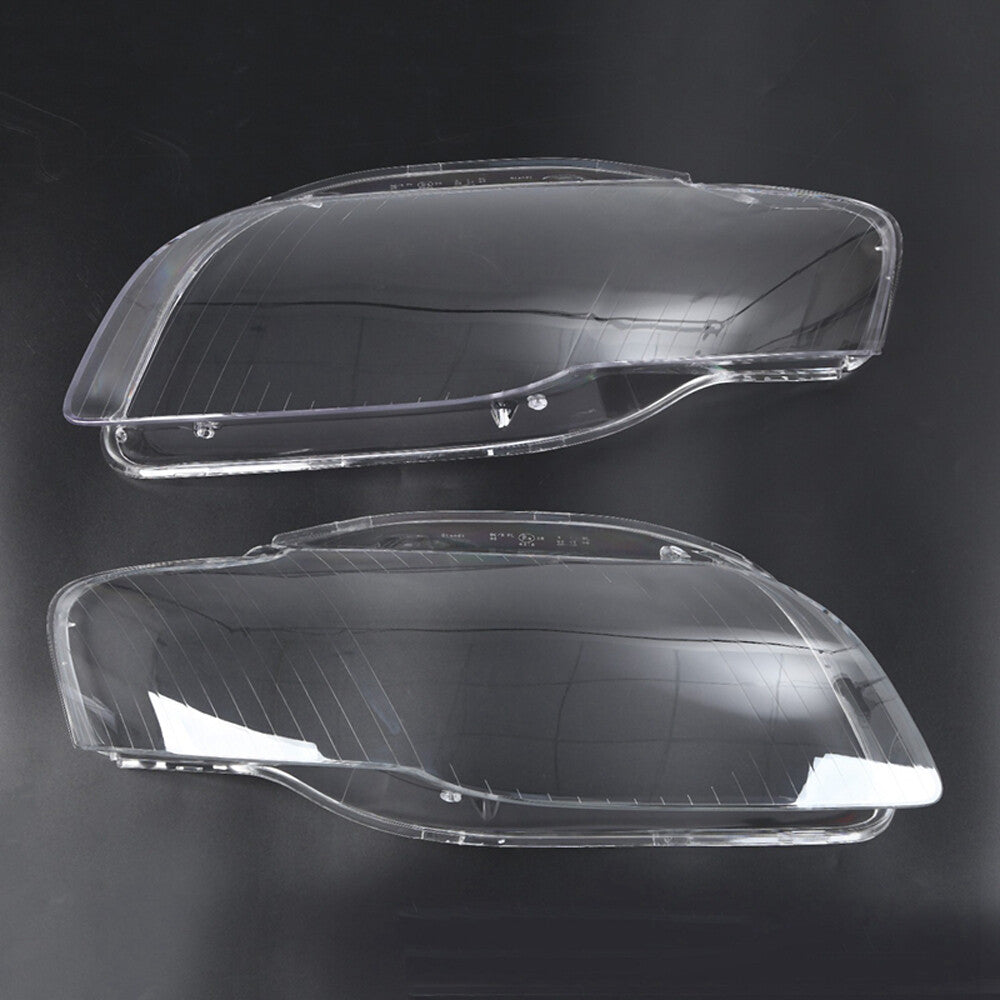 A pair of front left + right headlight lens covers for Audi A4 B7 2005 - 2008