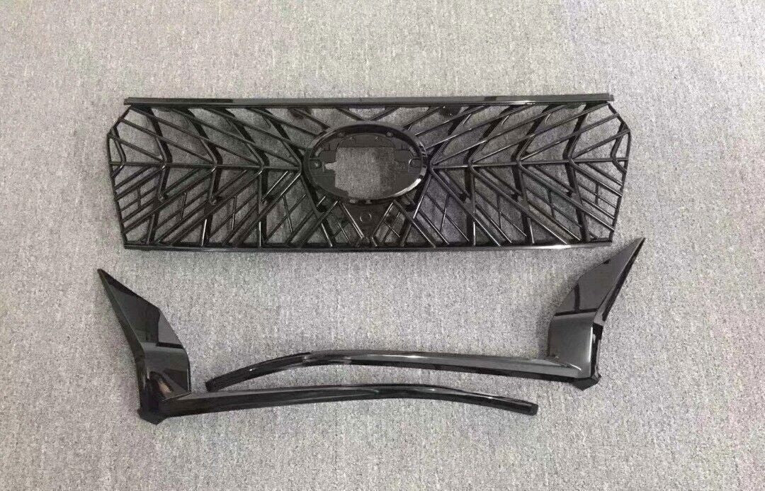 3X Gloss Black Front Bumper Grilles Mesh Grid Trim For LandCruiser Prado 18-2021
