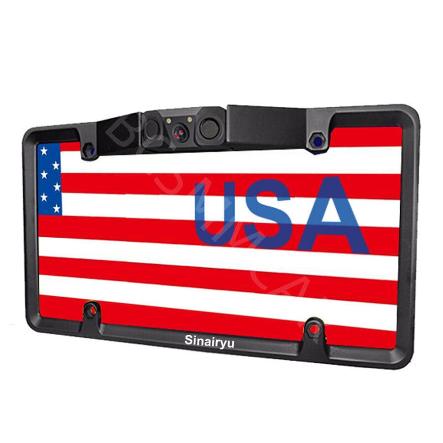 2LED Car License Plate Radar Reverse Parking Sensor Rear View With Camera
