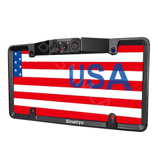 2LED Car License Plate Radar Reverse Parking Sensor Rear View With Camera