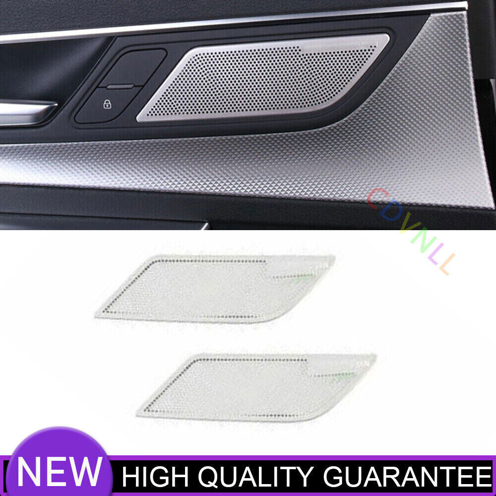 Fit for Audi A6 A7 2019-2024 Silver Steel Door Speaker Bezel Frame Cover Trim 2P