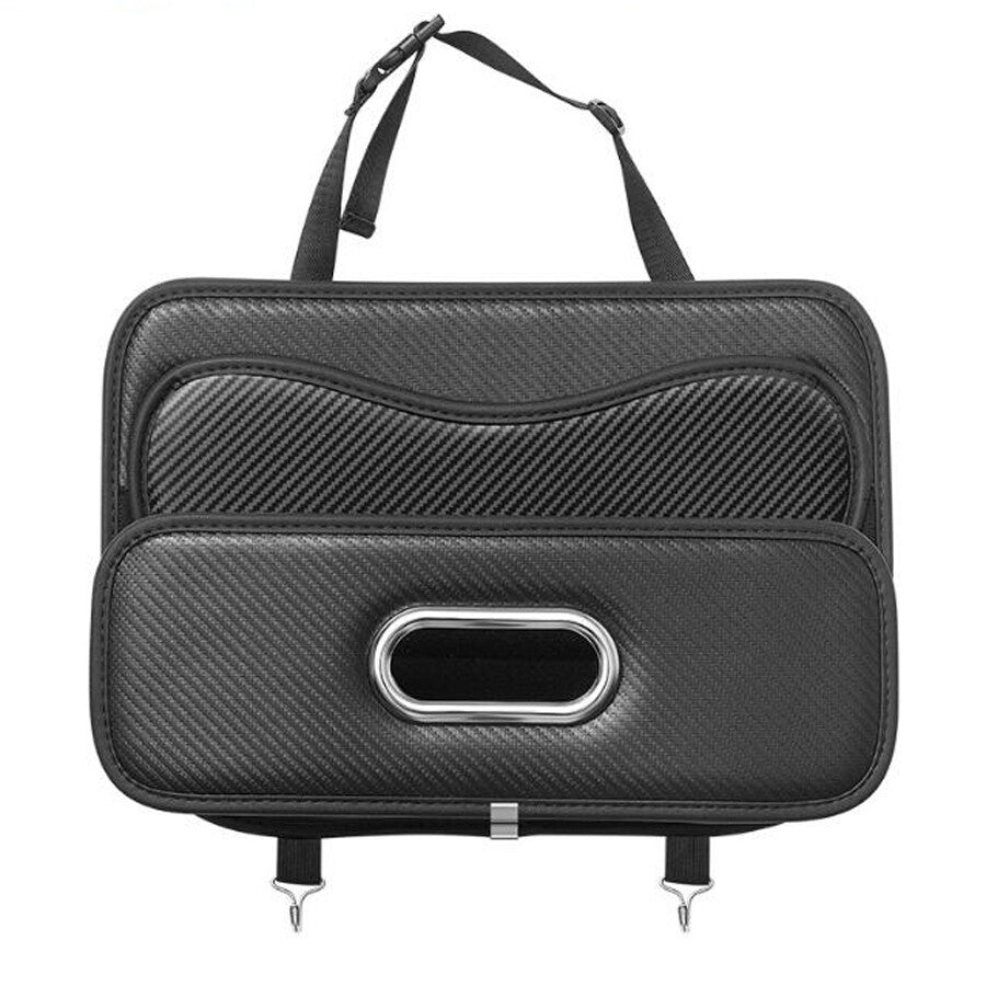 Car for seat back pocket, car document multi-pocket bag, Pu'er leather storage box - n
