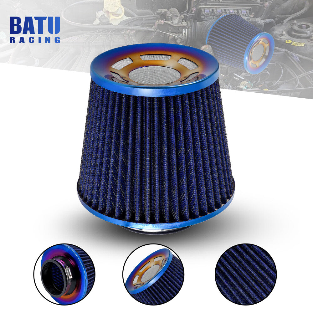 3 76mm High Flow Inlet Air Intake Cone Filter For Car/Truck/SUV Universal