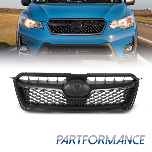 Front Bumper Grille Fits 2013 - 2015 for Subaru XV Crosstrek Glossy Mesh Grill Assembly - v