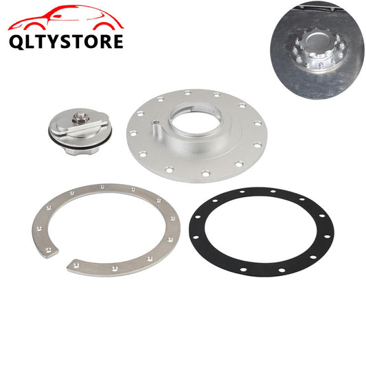 Gas Fuel Filler Cap Flush Mount 12 Bolt Fuel Cell Tank Cap Aluminum Silver Q