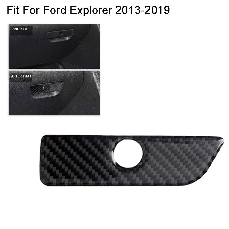 Carbon Fiber Storage Box Handle Cover Trim Sticker for Ford Explorer 2013-2019