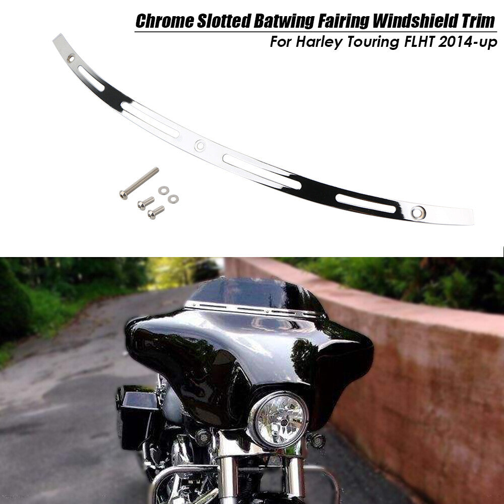 Chrome-grooved windshield trim and batwing fairing fit for Harley Touring Electra Glide