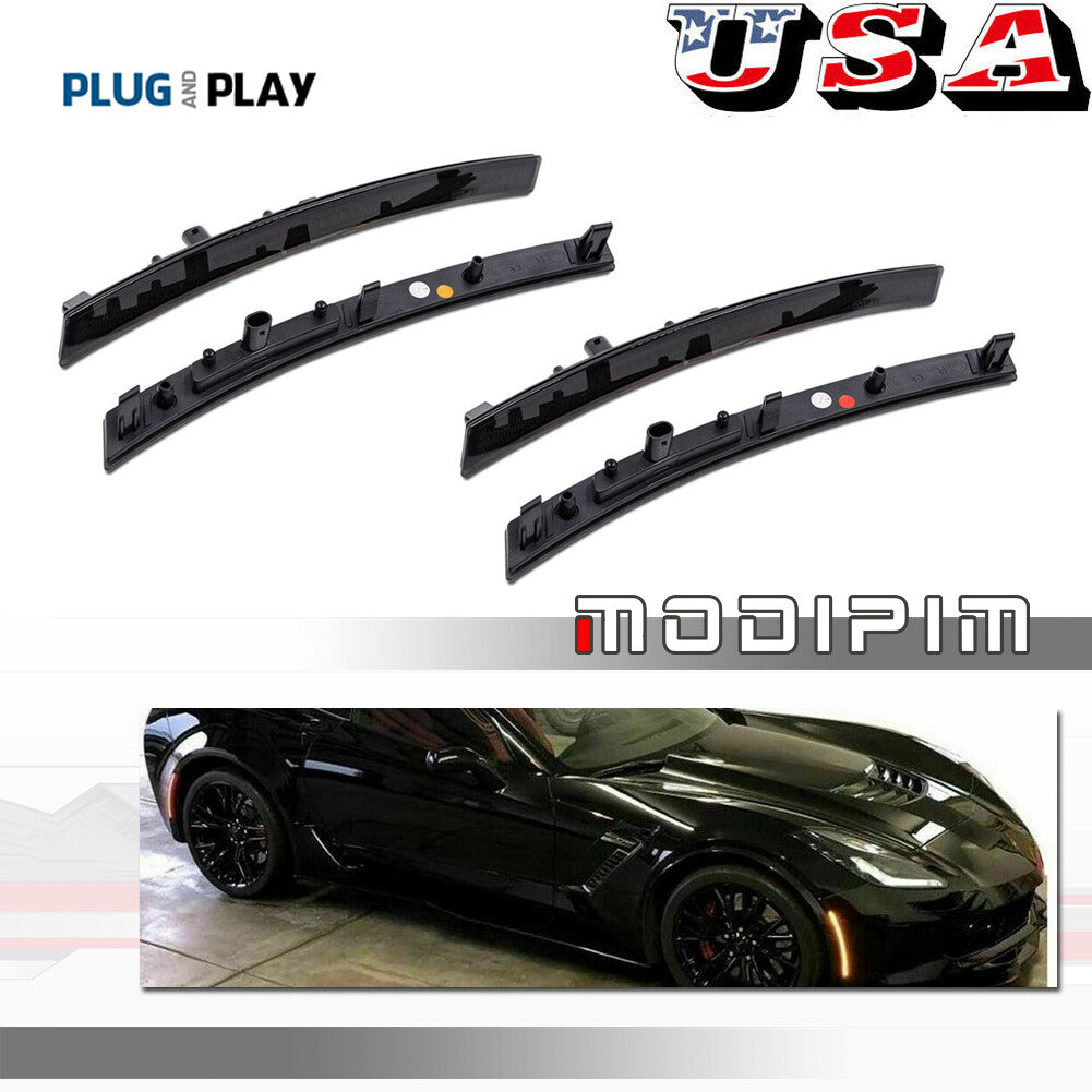 Smoked Front and Rear LED Side Marker Light Lens Kit for 2014 - 2019 C7 for Corvette - v