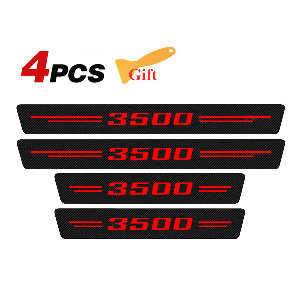 4x for Dodge for Ram 3500 Cab Accessories Red Door Sill Plate Scuff Cover Protectors