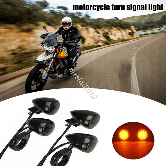 4X Motorcycle LED Turn Signal Light 41mm Front Rear Fork Clamp Black for Harley Q