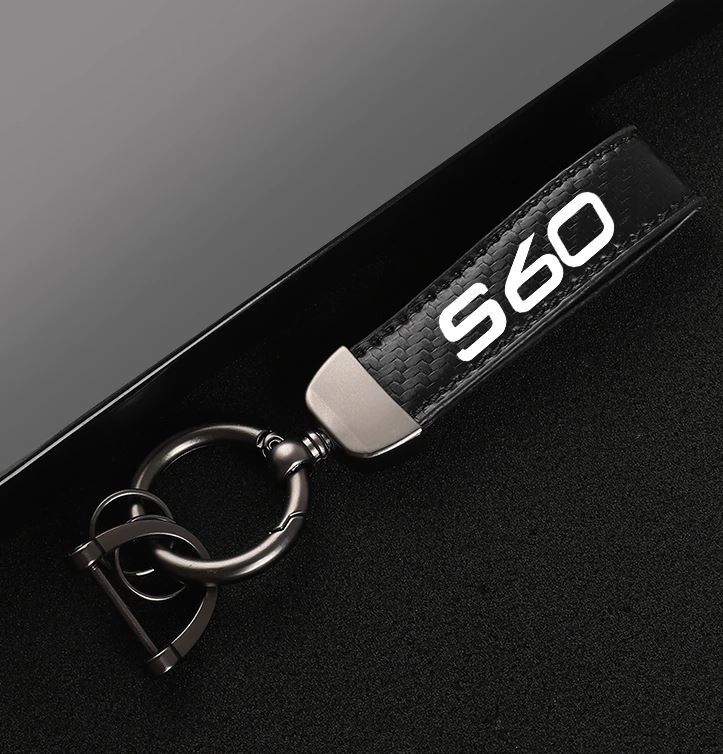 Suitable for S60 car keychains, key rings, key fobs, car accessories, black leather