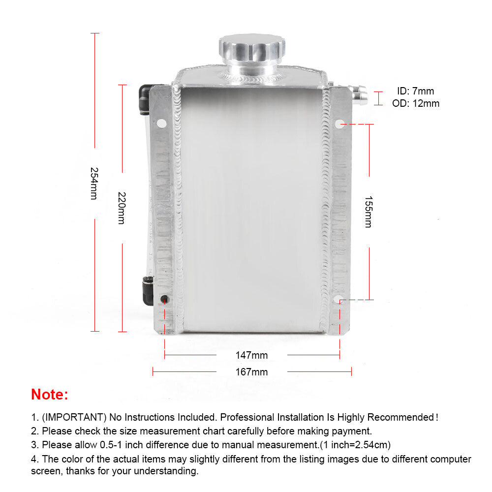 2L Universal Radiator Coolant Overflow Bottle Recovery Water Tank Reservoir
