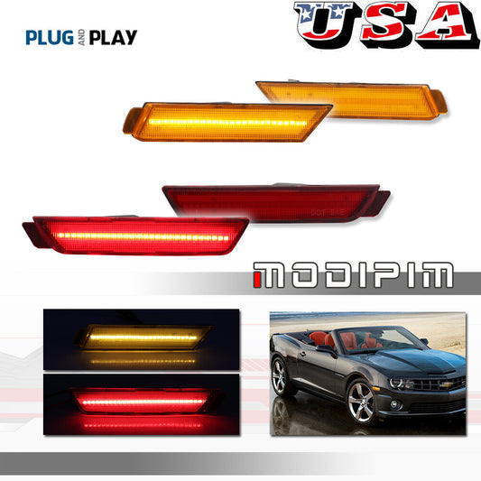 Amber and red front and rear LED side marker lights for Camaro 2010-2015- v