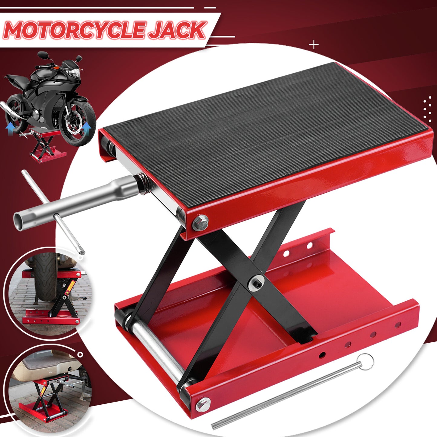 Wide Deck 1100 LB Motorcycle Center Scissor Lift Jack Hoist Stand Bikes ATVs US