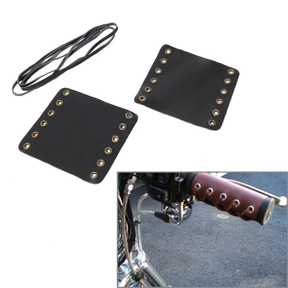 Paar Ledergriffe Abdeckungen Retro Wraps Protector f¨¹r for Harley Cafe Racer Schwarz