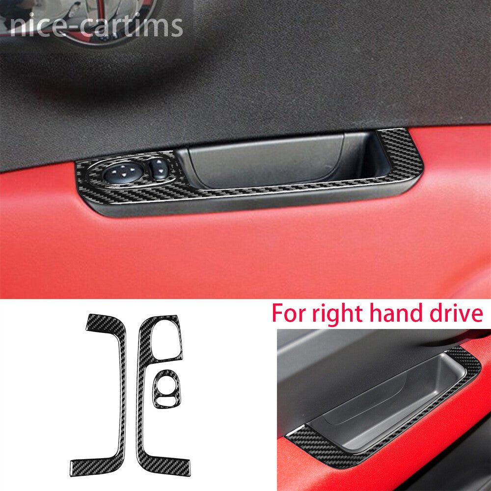 3¡ÁRHD Carbon Fiber Interior Door Armrest Panel Trim Cover for Fiat 500 2012-2015