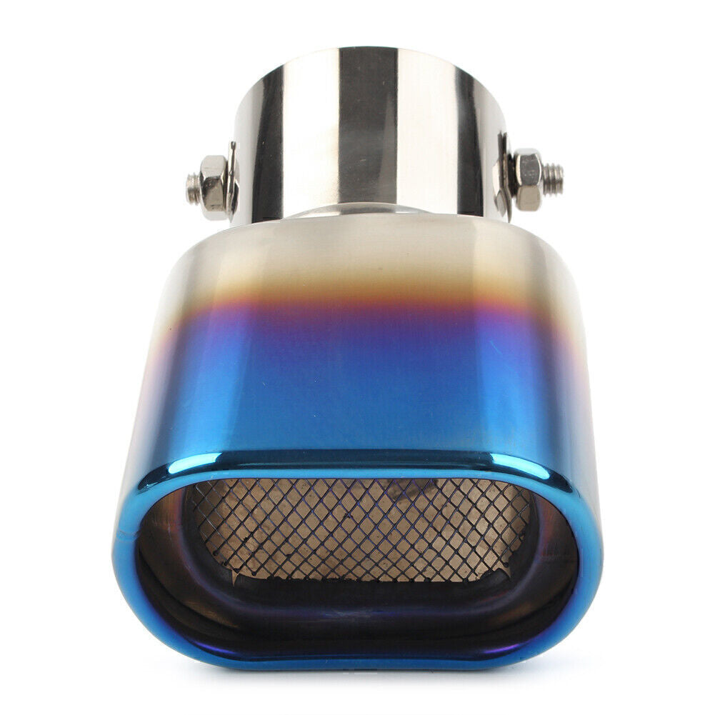 Stainless Steel Car Rear Blue Exhaust Pipe Tail Muffler Tip Square Accessories