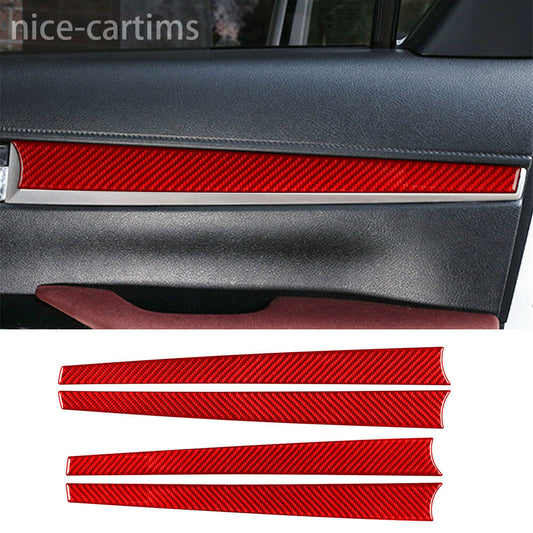 For Toyot@ Hilux Revo 2015-2021 Interior Door Panel Decor Cover Red Carbon Fiber