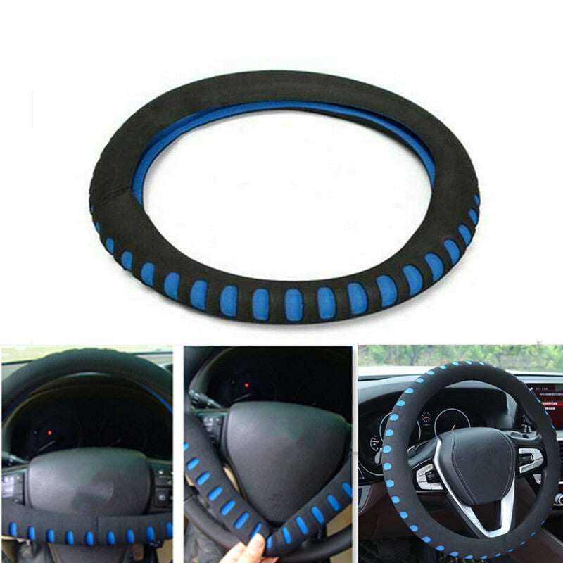 Universal 38CM Soft Breathable EVA Foam Punching Blue Car Steering Wheel Cover