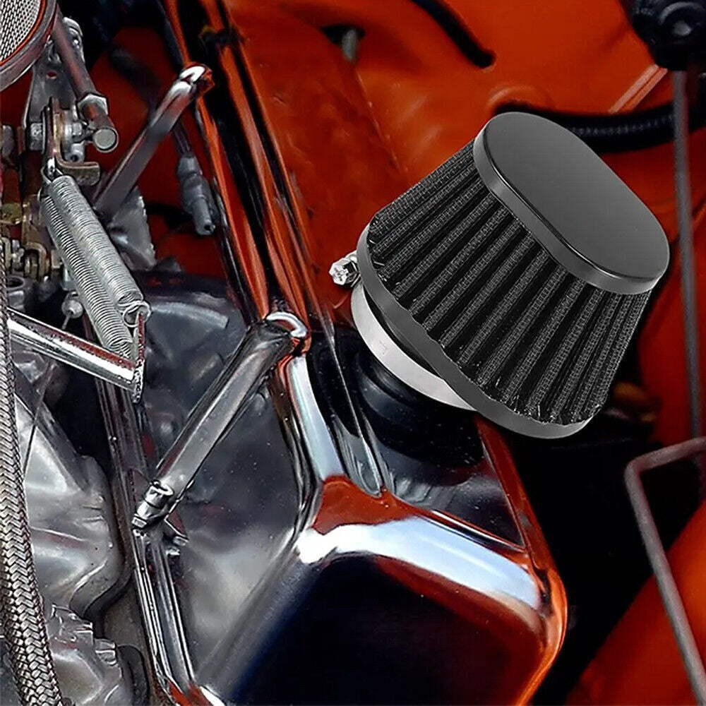 2PCS Universal Black 2.36in Motorcycle Air Intake Filter Cleaner Pod Replacement Q
