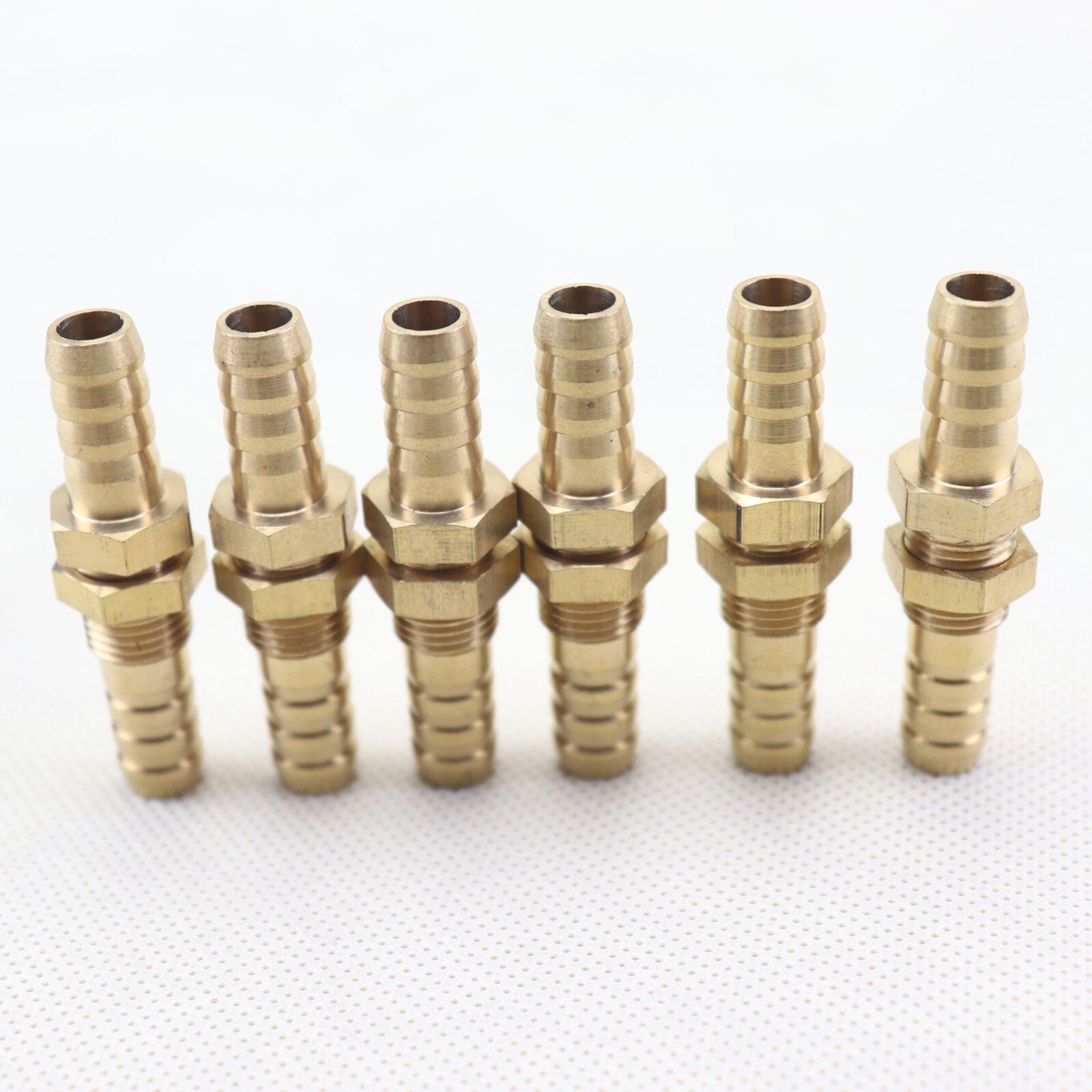 6Pcs 5/16(8mm ) Hose Barb Brass Bulkhead Pipe Fitting Coupler Connector Adapter