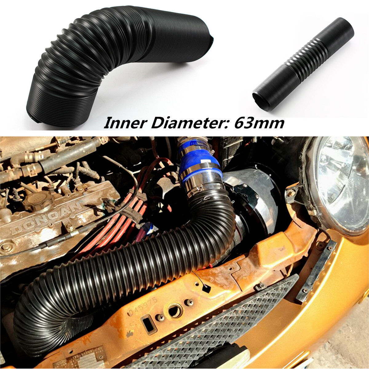Cold Air Inlet Channel Supply Induction Channel Silicone Hose 2.5-Inch