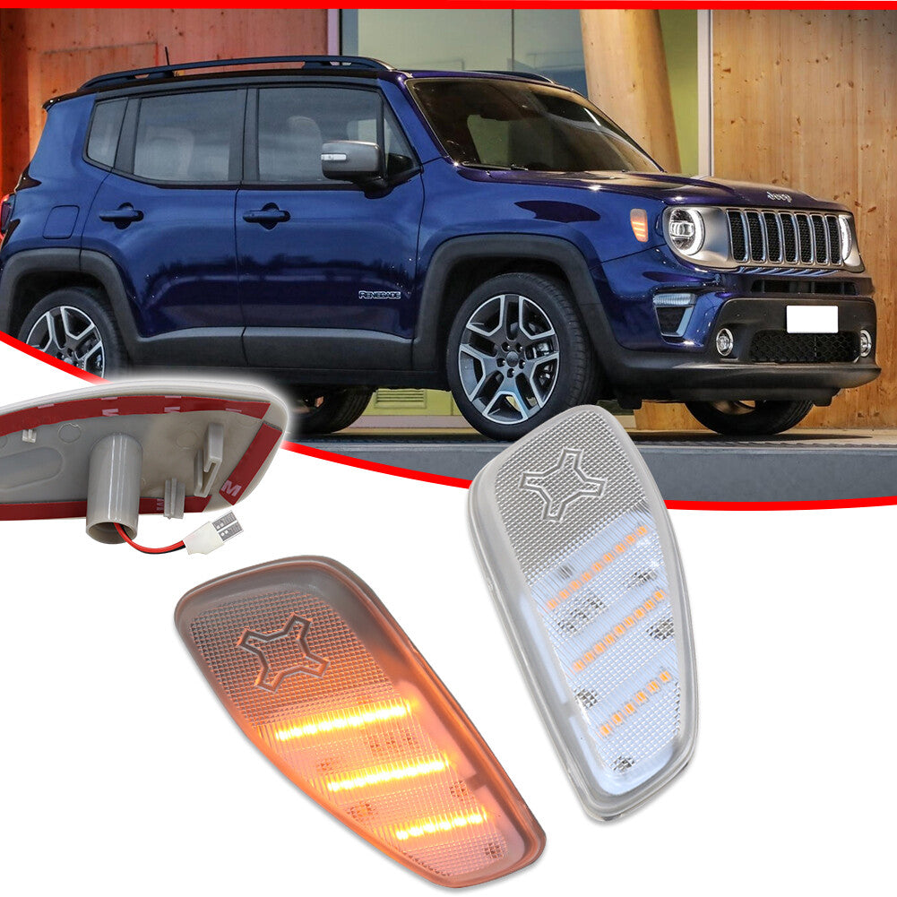 Clear Lens Front Side Marker Light Amber LED Replacement for 2015 - 2023 Renegade- v