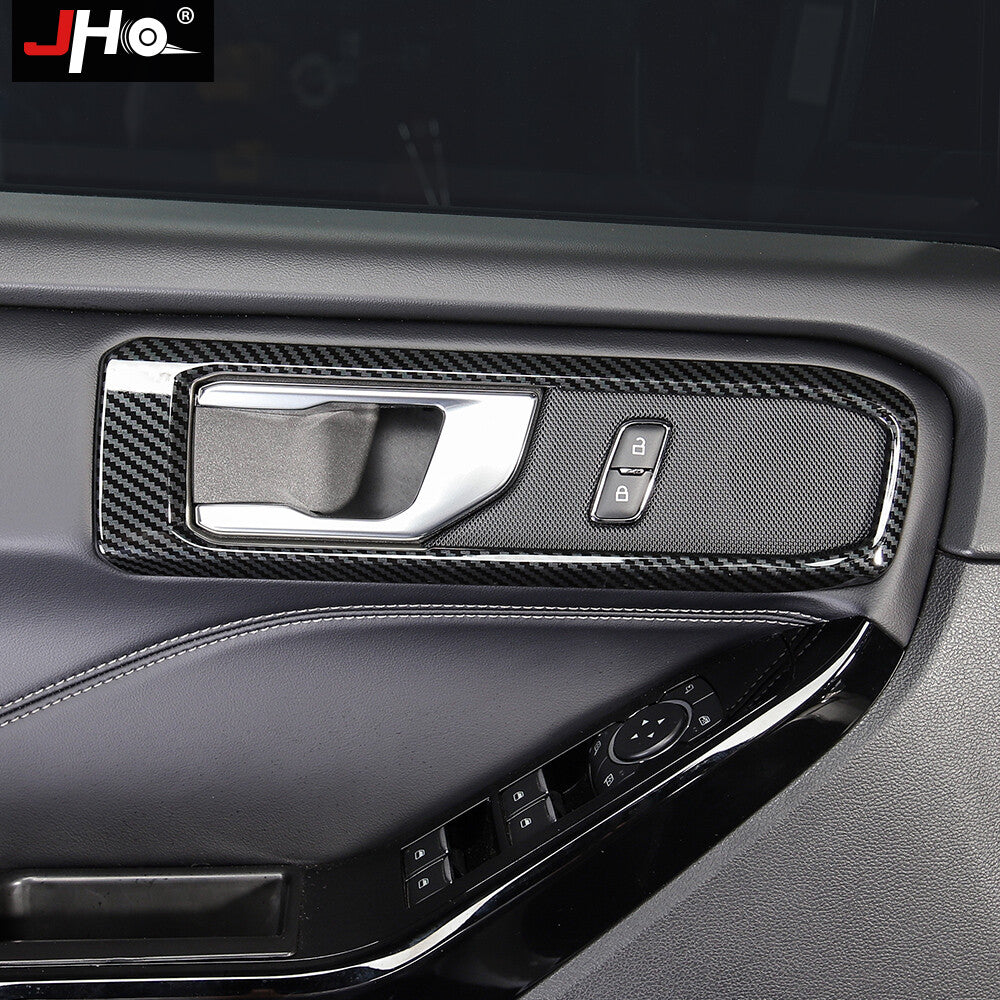 ABS Carbon Fiber Inner Door Handle Bowl Cover Trim Frame for Ford Explorer 2020