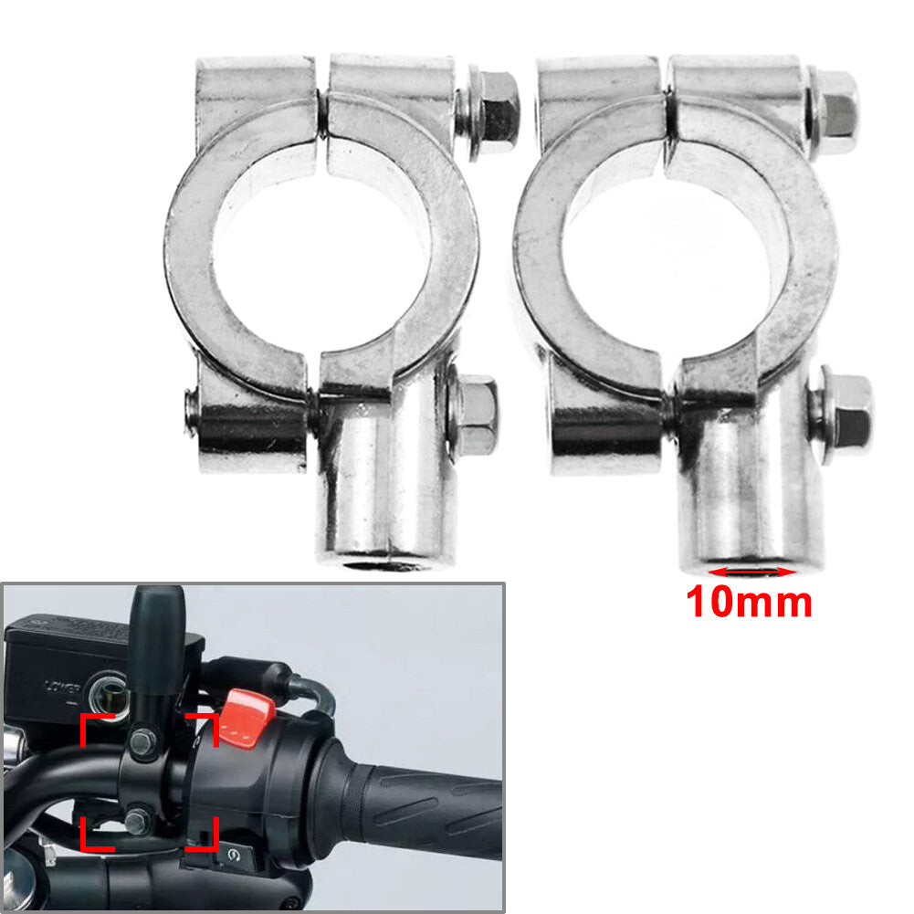 22MM M10 10mm Motorrad Lenker Spiegelhalterung Klemmadapter Chrom Paar