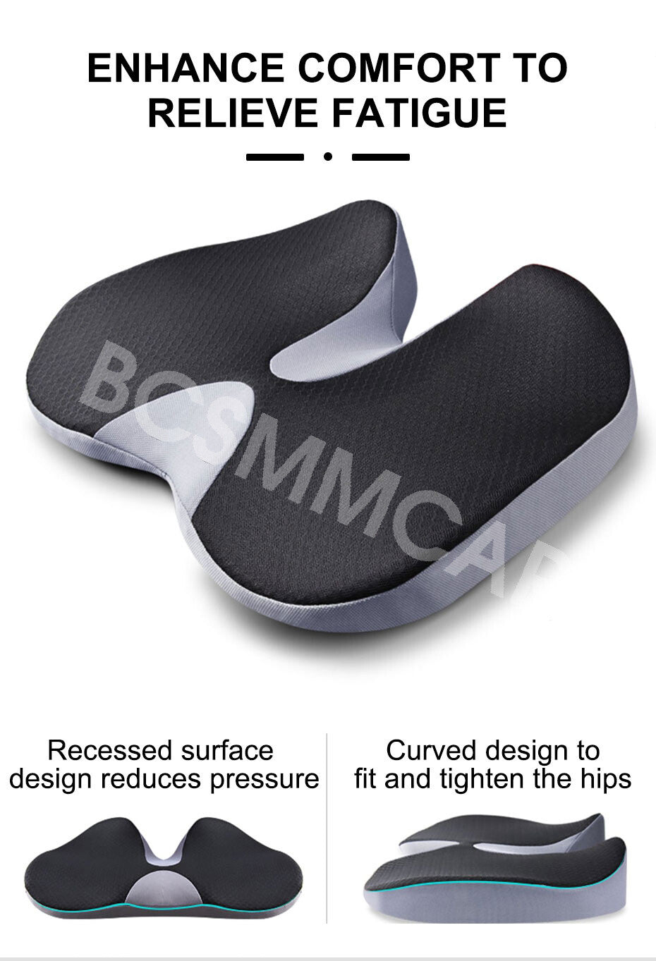 for Seat Cushion Pillow Coccyx Orthopaedic Back Pain Relief Memory Foam Car Chair Q