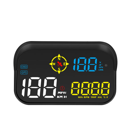 Car Digital GPS Head Up Display Speedometer OBD2 Speed Temp Alarm Projector v