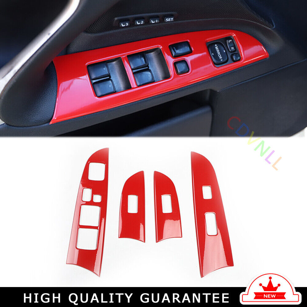 Car Glass Window Lifting Lock Panel Trim Fit for Lexus IS 06-11 Bright Red 4PCS