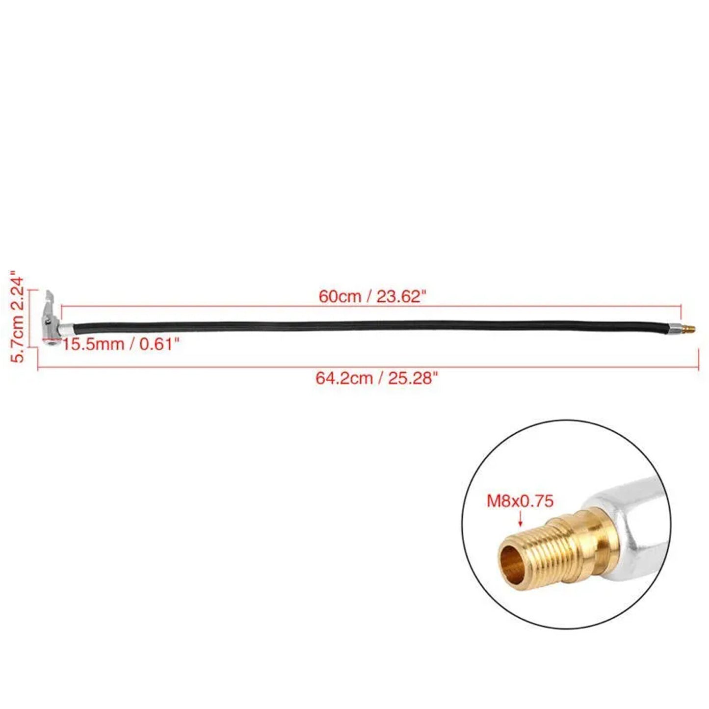 60cm Inflatable Hose Adapter Parts Pipe Replacement Tire Connection Extension for Cars Q