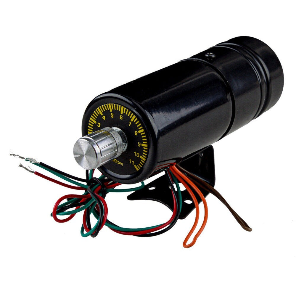 Black 1000-11000 RPM Adjustable Warning Tachometer Gauge Shift Light Red LED New n