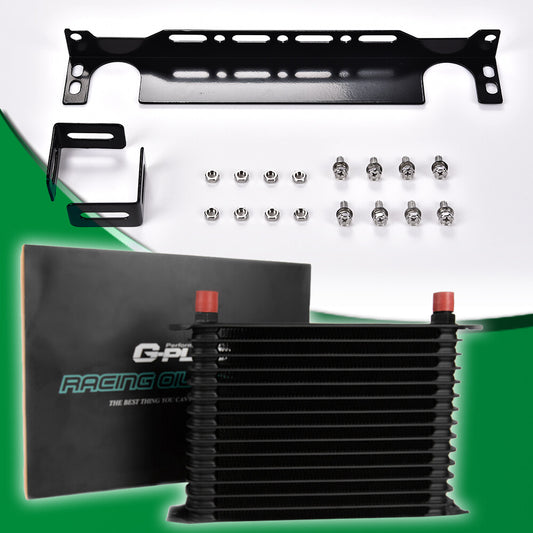 Universal Aluminum 15 Row Engine 10AN Oil Cooler with Mounting Bracket Kit - v